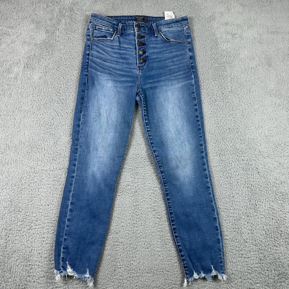 Abercrombie & Fitch Denim - Abercrombie & Fitch Simone High Rise Jeans Womens 29 Blue Raw Hem Button Fly